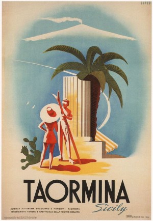 Taormina, Sicily Vintage Italian Travel Print